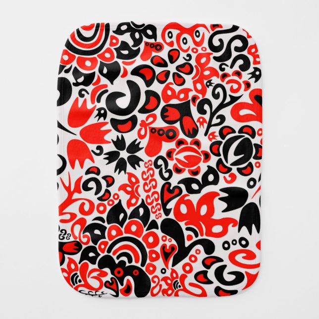 Ukrainian ethnic folk art floral pattern absrtact  baby burp cloth (Front)