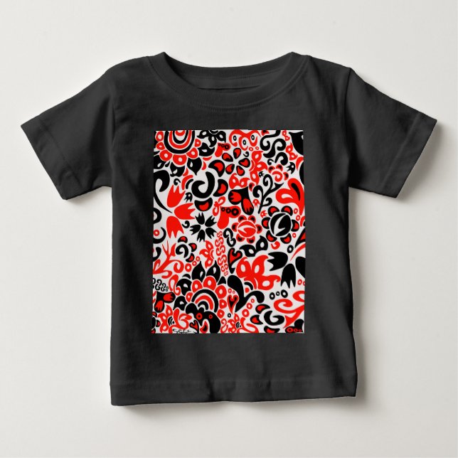 Ukrainian ethnic folk art floral pattern absrtact  baby T-Shirt (Front)