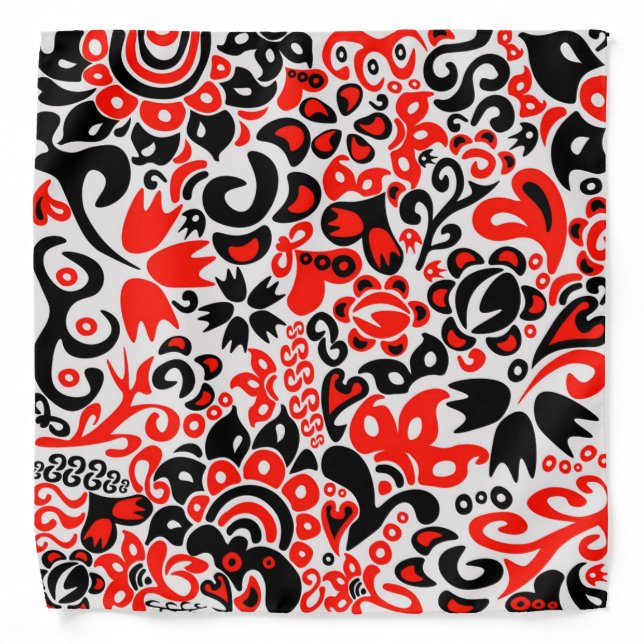 Ukrainian ethnic folk art floral pattern absrtact  bandana (Front)