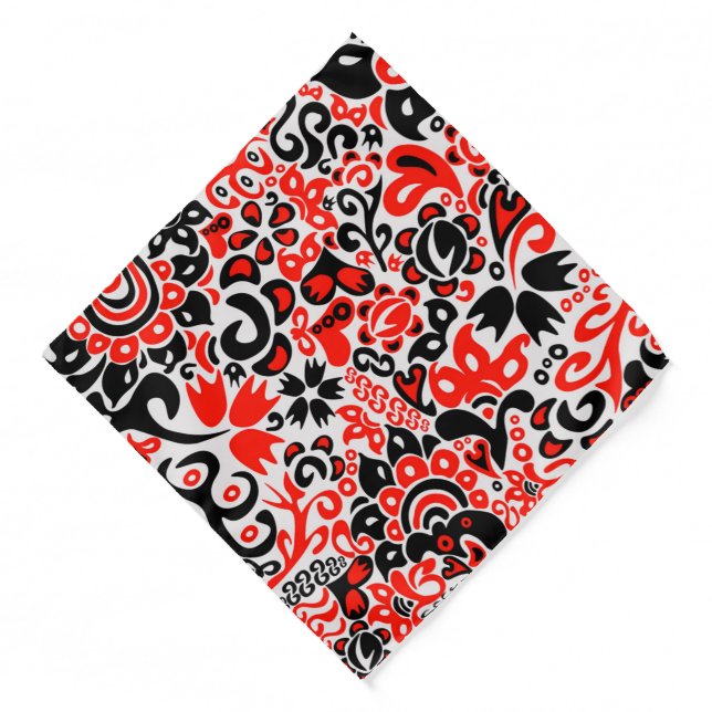 Ukrainian ethnic folk art floral pattern absrtact  bandana (Front)
