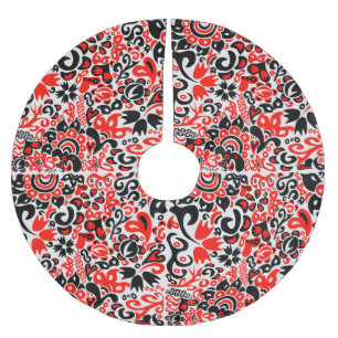 Ukrainian ethnic folk art floral pattern absrtact brushed polyester tree skirt