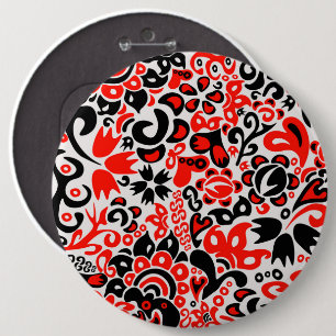 Ukrainian ethnic folk art floral pattern absrtact  button