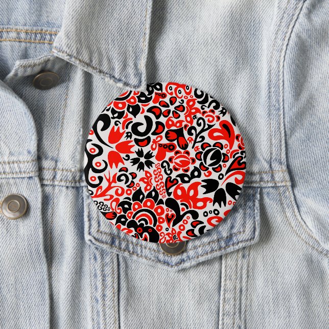 Ukrainian ethnic folk art floral pattern absrtact  button (In Situ)
