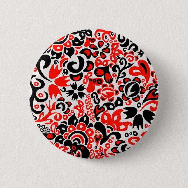 Ukrainian ethnic folk art floral pattern absrtact  button (Front)