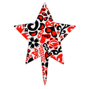 Ukrainian ethnic folk art floral pattern absrtact  cake topper