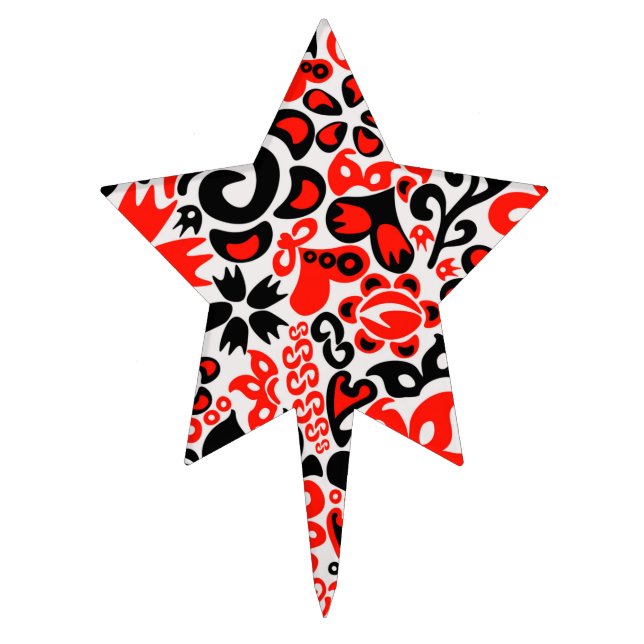 Ukrainian ethnic folk art floral pattern absrtact  cake topper (Front)