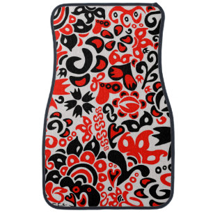 Ukrainian ethnic folk art floral pattern absrtact car floor mat