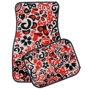 Ukrainian ethnic folk art floral pattern absrtact car floor mat