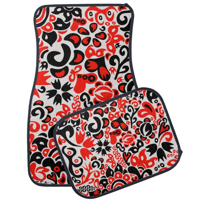 Ukrainian ethnic folk art floral pattern absrtact  car floor mat (Set)