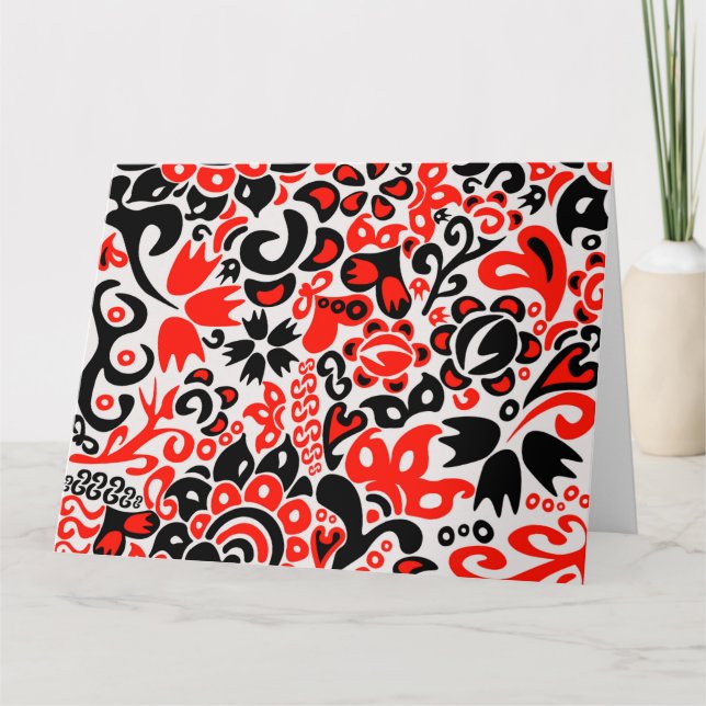 Ukrainian ethnic folk art floral pattern absrtact  card (Front)