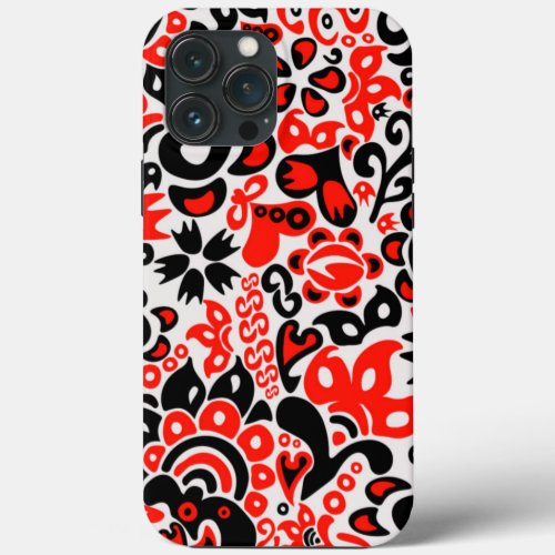 Ukrainian ethnic folk art floral pattern absrtact  iPhone 13 pro max case