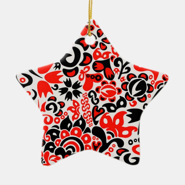 Ukrainian ethnic folk art floral pattern absrtact  ceramic ornament (Front)