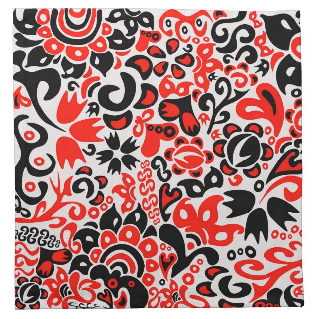 Ukrainian ethnic folk art floral pattern absrtact  cloth napkin (Front)