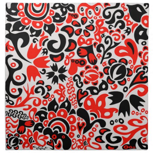 Ukrainian ethnic folk art floral pattern absrtact  cloth napkin