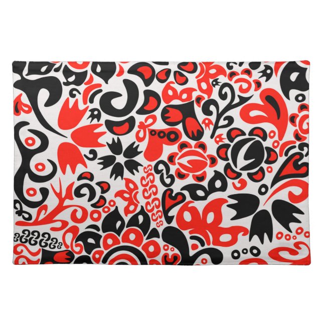 Ukrainian ethnic folk art floral pattern absrtact  cloth placemat (Front)