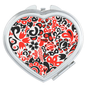 Ukrainian ethnic folk art floral pattern absrtact compact mirror