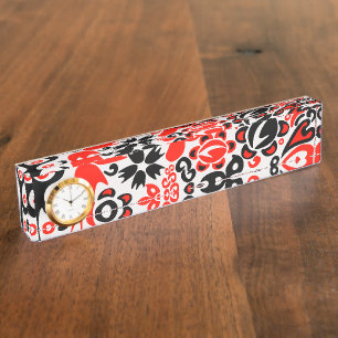 Ukrainian ethnic folk art floral pattern absrtact  desk name plate