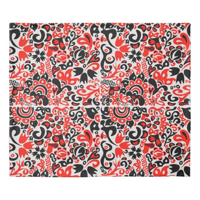 Ukrainian ethnic folk art floral pattern absrtact  duvet cover (Front)
