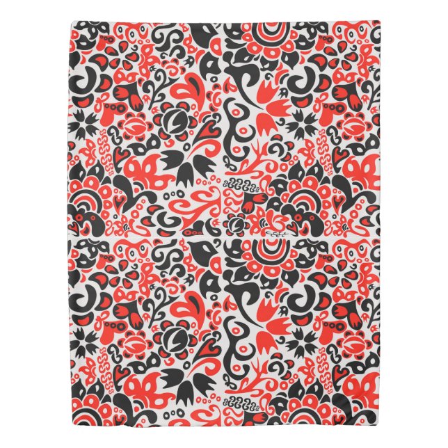Ukrainian ethnic folk art floral pattern absrtact  duvet cover (Front)