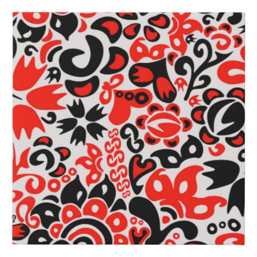 Ukrainian ethnic folk art floral pattern absrtact  faux canvas print