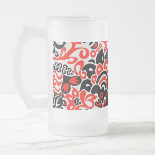 Ukrainian ethnic folk art floral pattern absrtact  frosted glass beer mug