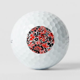 Ukrainian ethnic folk art floral pattern absrtact golf balls