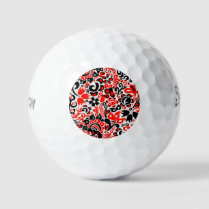 Ukrainian ethnic folk art floral pattern absrtact golf balls