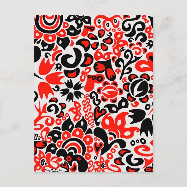 Ukrainian ethnic folk art floral pattern absrtact  invitation postcard (Front)