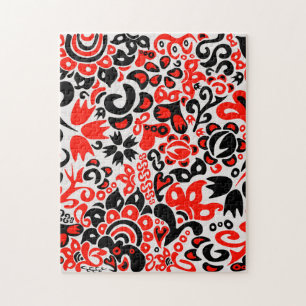 Ukrainian ethnic folk art floral pattern absrtact jigsaw puzzle