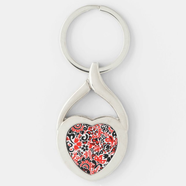 Ukrainian ethnic folk art floral pattern absrtact  keychain (Front)