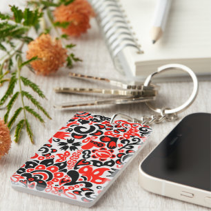 Ukrainian ethnic folk art floral pattern absrtact keychain