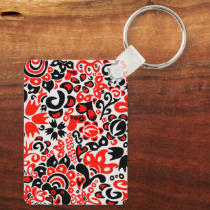 Ukrainian ethnic folk art floral pattern absrtact  keychain