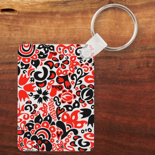 Ukrainian ethnic folk art floral pattern absrtact  keychain (Back)