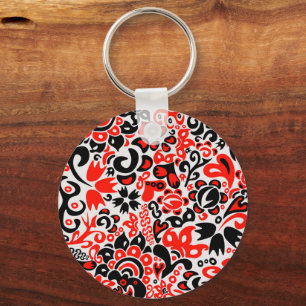 Ukrainian ethnic folk art floral pattern absrtact keychain