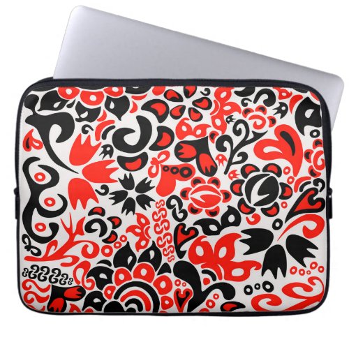 Ukrainian ethnic folk art floral pattern absrtact  laptop sleeve