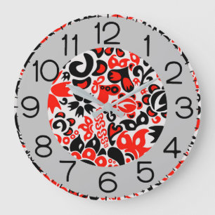 Ukrainian ethnic folk art floral pattern absrtact large clock