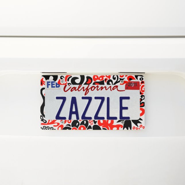 Ukrainian ethnic folk art floral pattern absrtact  license plate frame (On Car)