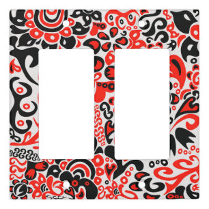 Ukrainian ethnic folk art floral pattern absrtact  light switch cover
