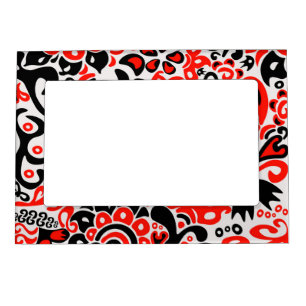 Ukrainian ethnic folk art floral pattern absrtact  magnetic frame