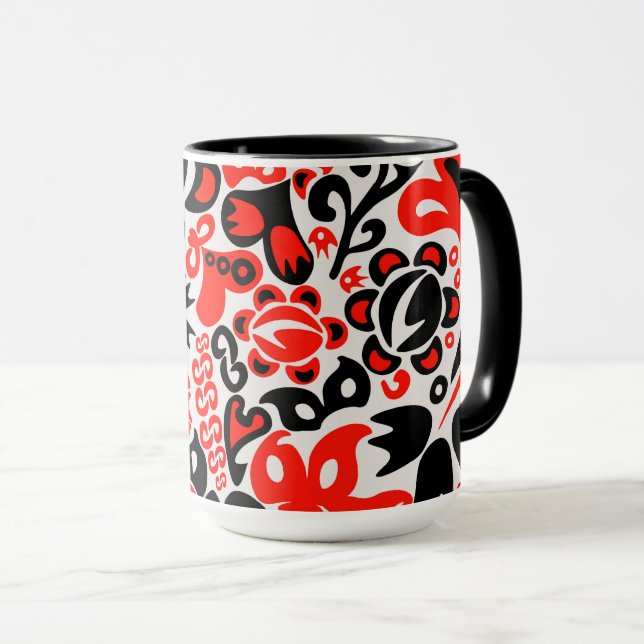 Ukrainian ethnic folk art floral pattern absrtact  mug (Front Right)