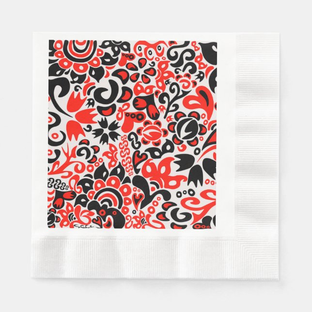 Ukrainian ethnic folk art floral pattern absrtact  napkins (Front)