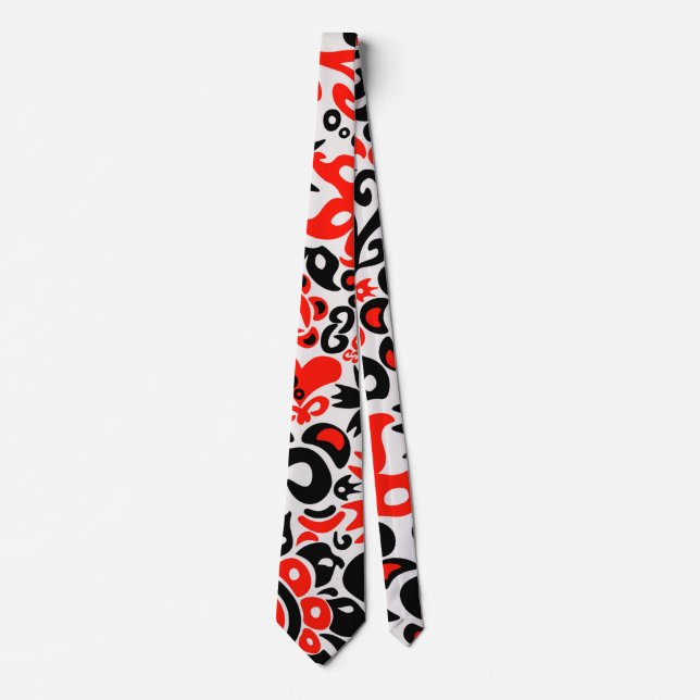 Ukrainian ethnic folk art floral pattern absrtact  neck tie (Front)