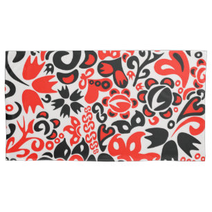 Ukrainian ethnic folk art floral pattern absrtact pillow case