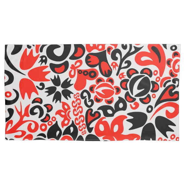 Ukrainian ethnic folk art floral pattern absrtact  pillow case (Front-Left)