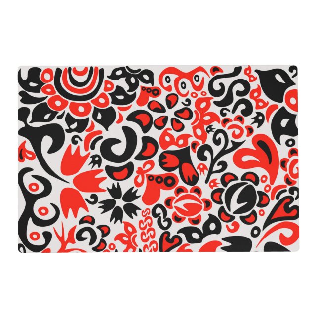 Ukrainian ethnic folk art floral pattern absrtact  placemat (Front)