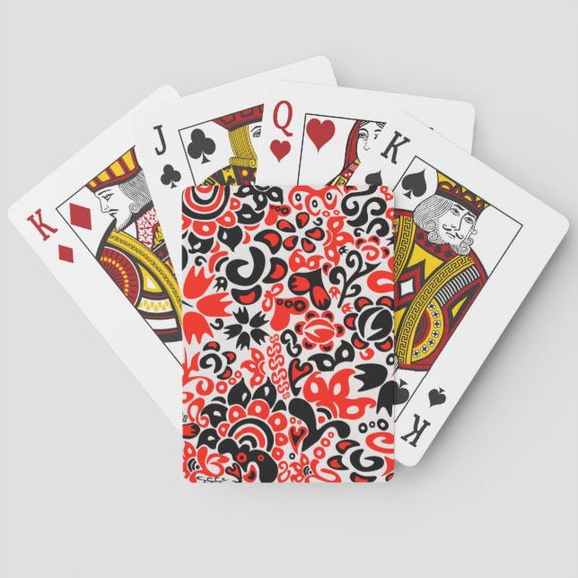 Ukrainian ethnic folk art floral pattern absrtact  poker cards (Back)