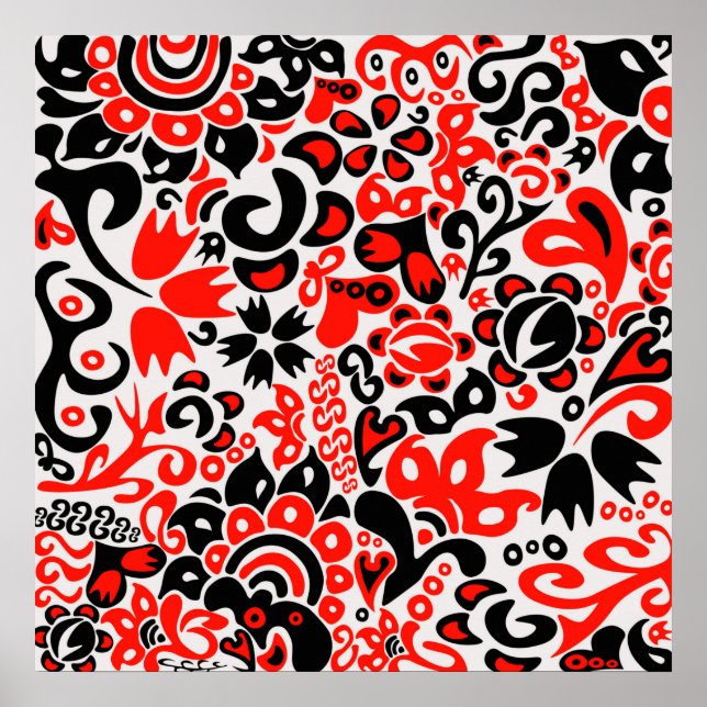 Ukrainian ethnic folk art floral pattern absrtact  poster (Front)