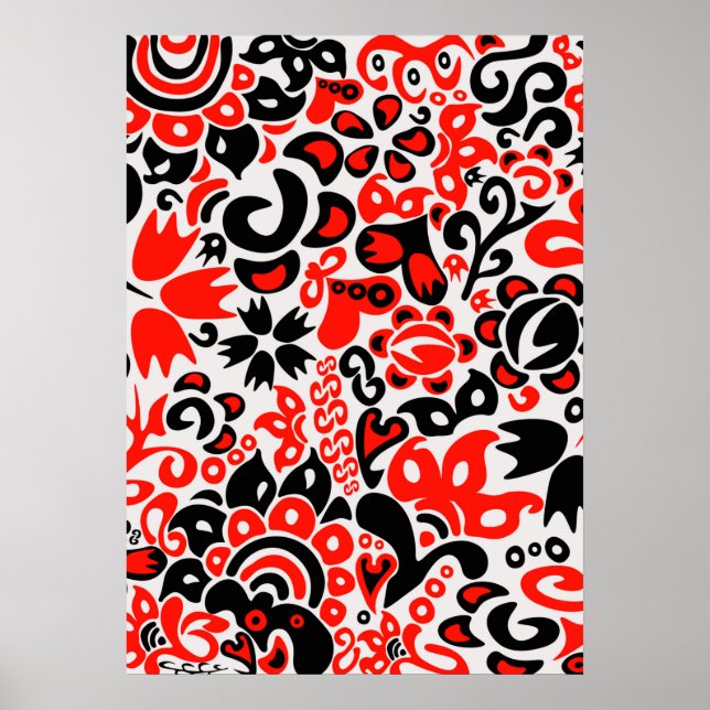 Ukrainian ethnic folk art floral pattern absrtact  poster (Front)