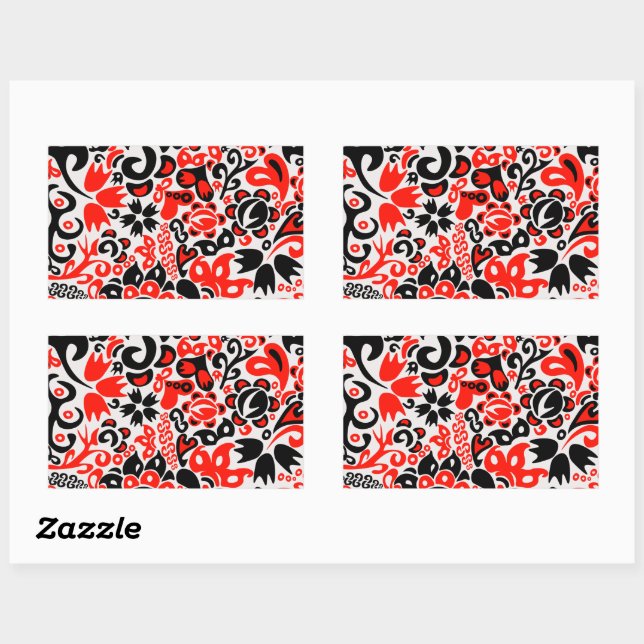 Ukrainian ethnic folk art floral pattern absrtact  rectangular sticker (Sheet)