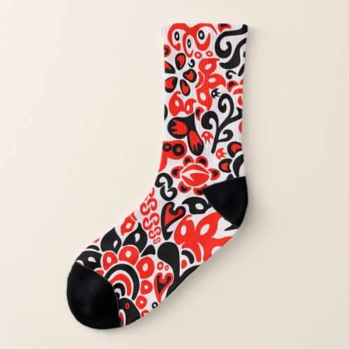 Ukrainian ethnic folk art floral pattern absrtact  socks